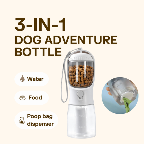 3-in-1 Dog Adventure Bottle: Water • Food • Poop Bags